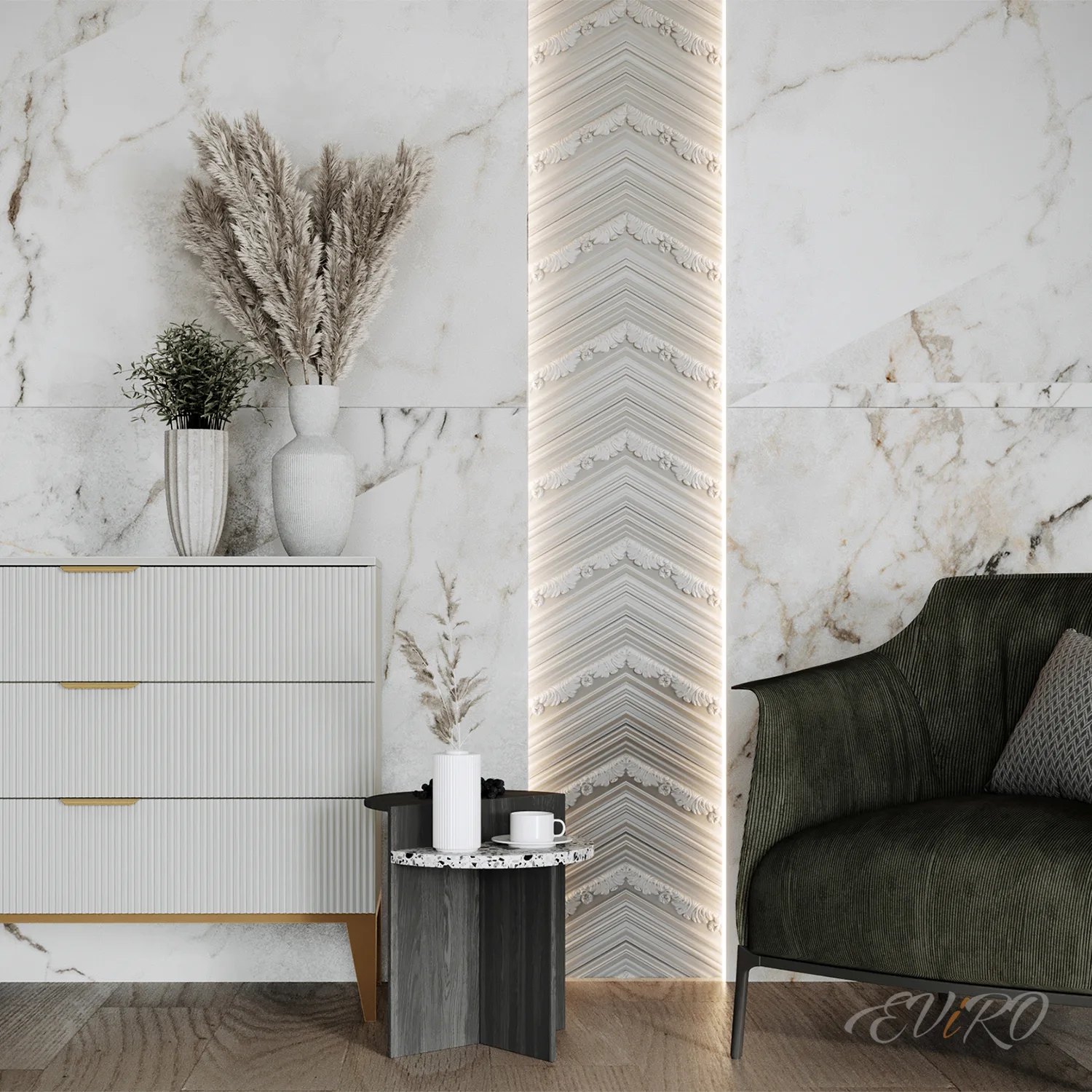 Гипсовая 3D панель EViRO W130 CHEVRON