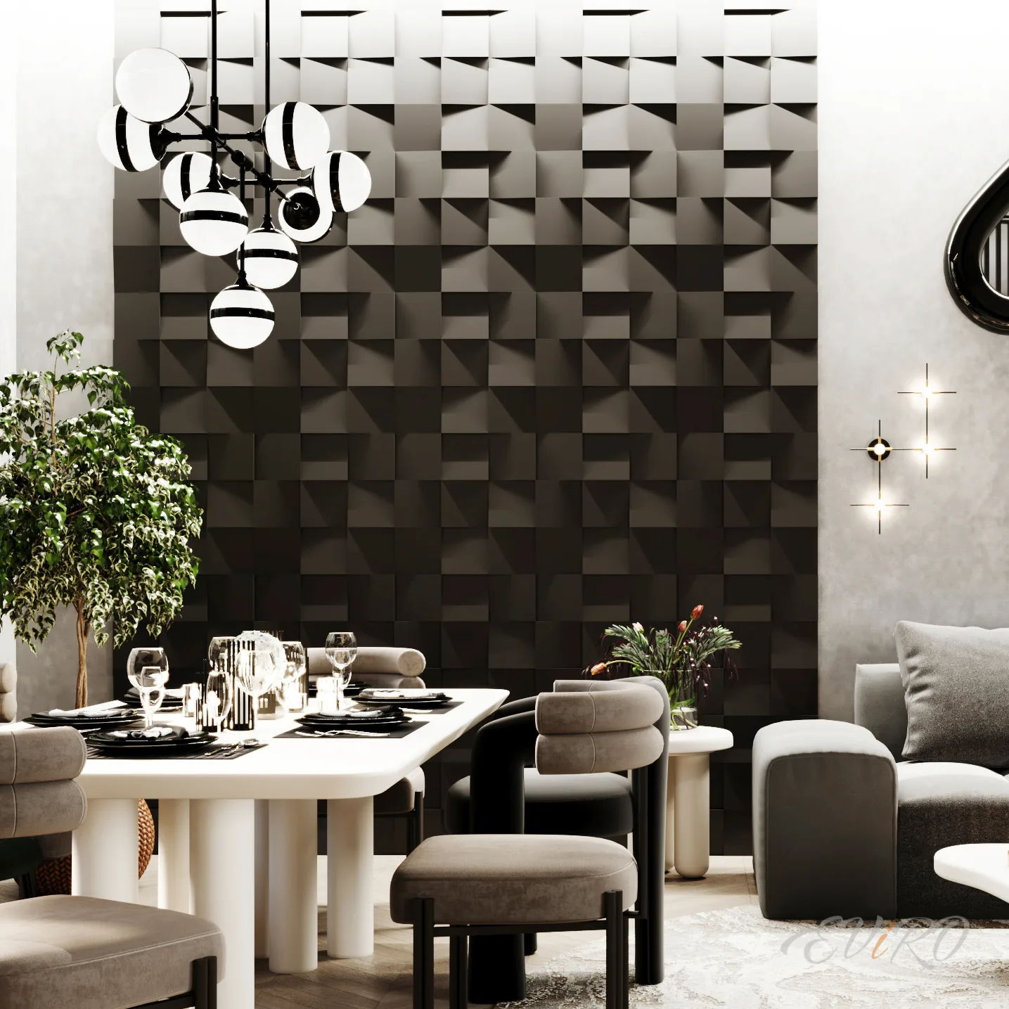 Гипсовая 3D панель EViRO Квадраты