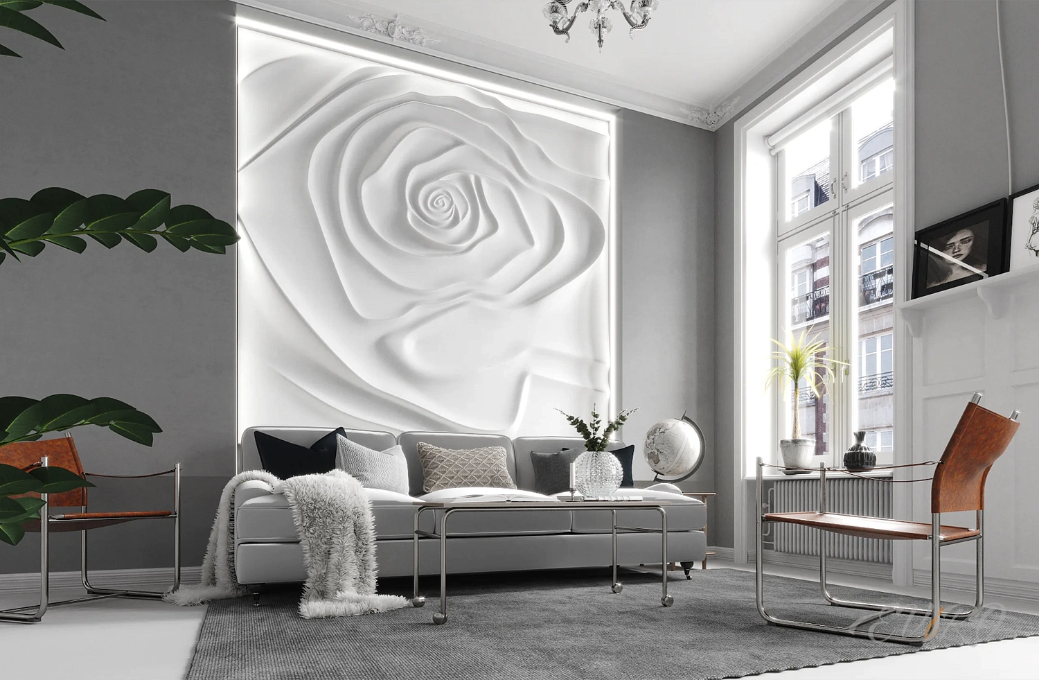 Гипсовый 3D барельеф EViRO Rose 