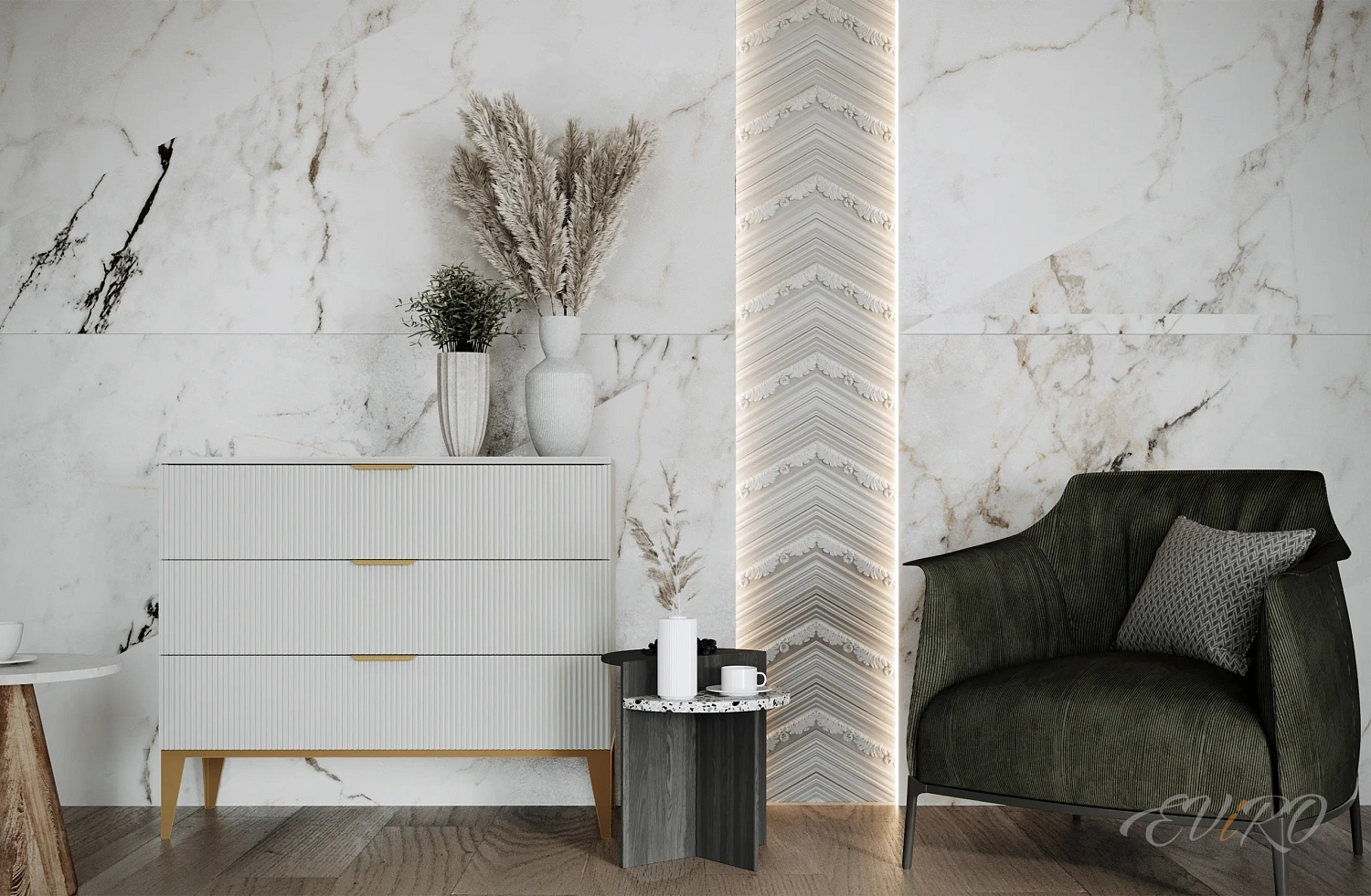 Гипсовая 3D панель EViRO W130 CHEVRON